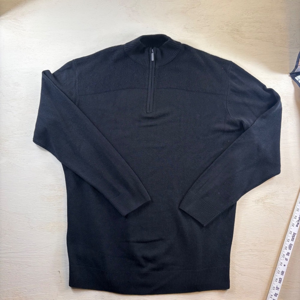 Geoffrey Beene Mens XLT Black Quarter Zip Pullover Sweater Preppy Quiet Luxury